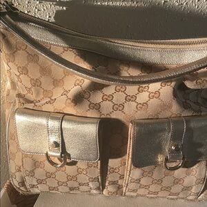 Gucci Beige and Metallic Shoulder Bag